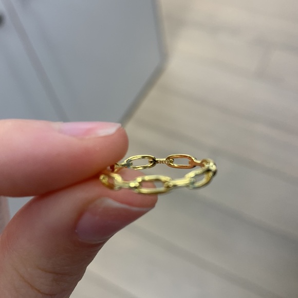 Thin dainty braided chain link ring s925 sterling silver plated gold - Picture 7 of 8